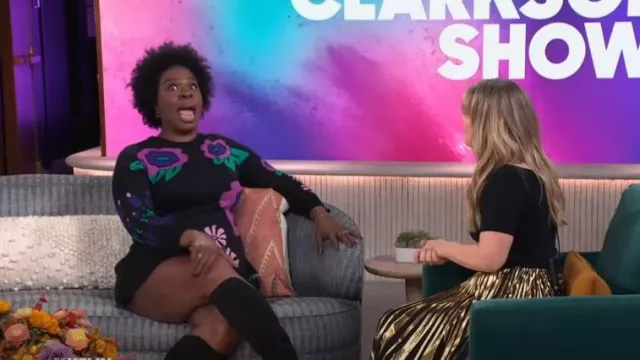 Amur Nataly Fit & Flare Merino Wool Minidress worn by Leslie Jones as seen in The Kelly Clarkson Show on  November 14, 2023