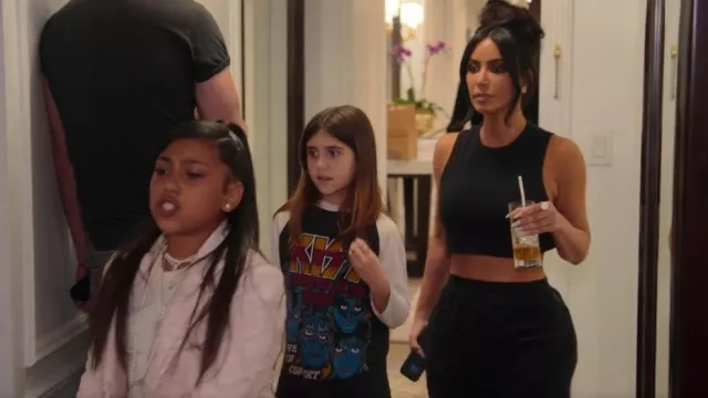 Skims Black Boyfriend Tank Top worn by Kim Kardashian as seen in The Kardashians (S04E09)