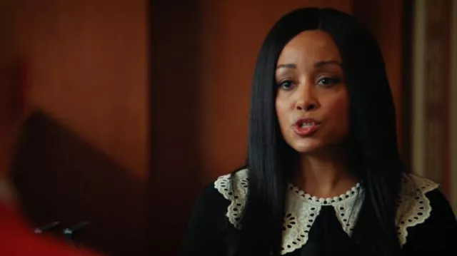Cece Cot­ton Em­broi­dered-Col­lar Top worn by Emily Lopez (Jessica Camacho) as seen in All Rise (S03E20)