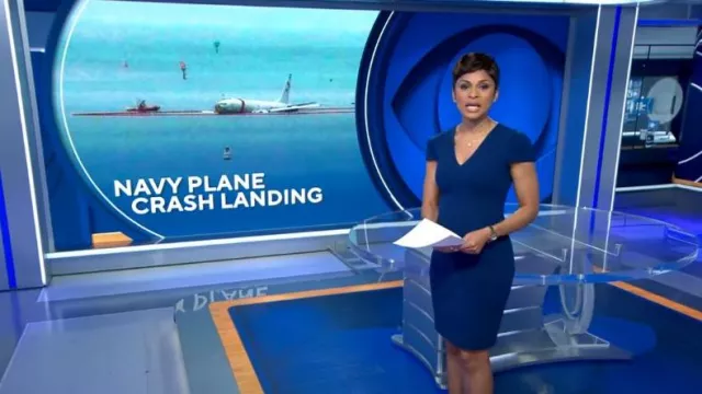 DKNY Pin Tuck Cap Sleeve Sheath Dress worn by Jericka Duncan as seen in CBS Evening News on  November 22, 2023