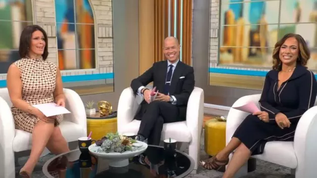 Alexia Admor Sofia Vestido en Tan Geo usado por Dana Jacobson como se vio en CBS Mornings el 24 de noviembre de 2023