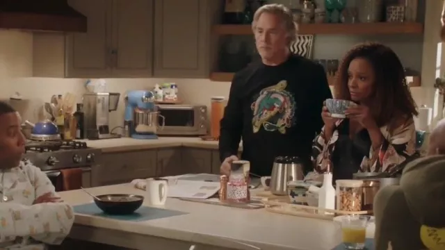 Eleven Paris Nolan Embroidered Sweatshirt worn by Rick (Don Johnson) as seen in Kenan (S01E07)