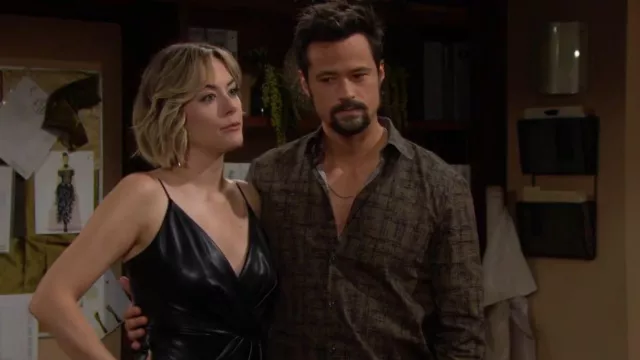 Simkhai Carlee Dress worn by  Hope Logan(Annika Noelle) as seen in The Bold and the Beautiful on November 8, 2023