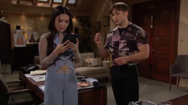 Saturdays NYC Canty Disco Print Short Sleeve Camp Shirt worn by R.J. Forrester (Joshua Hoffman) as seen in The Bold and the Beautiful on  November 13, 2023