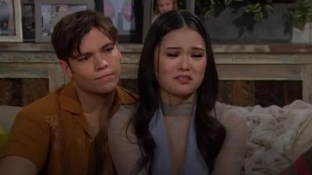 Saturdays NYC Canty Shirt in Caramel worn by  R.J. Forrester (Joshua Hoffman) as seen in The Bold and the Beautiful on November 17, 2023