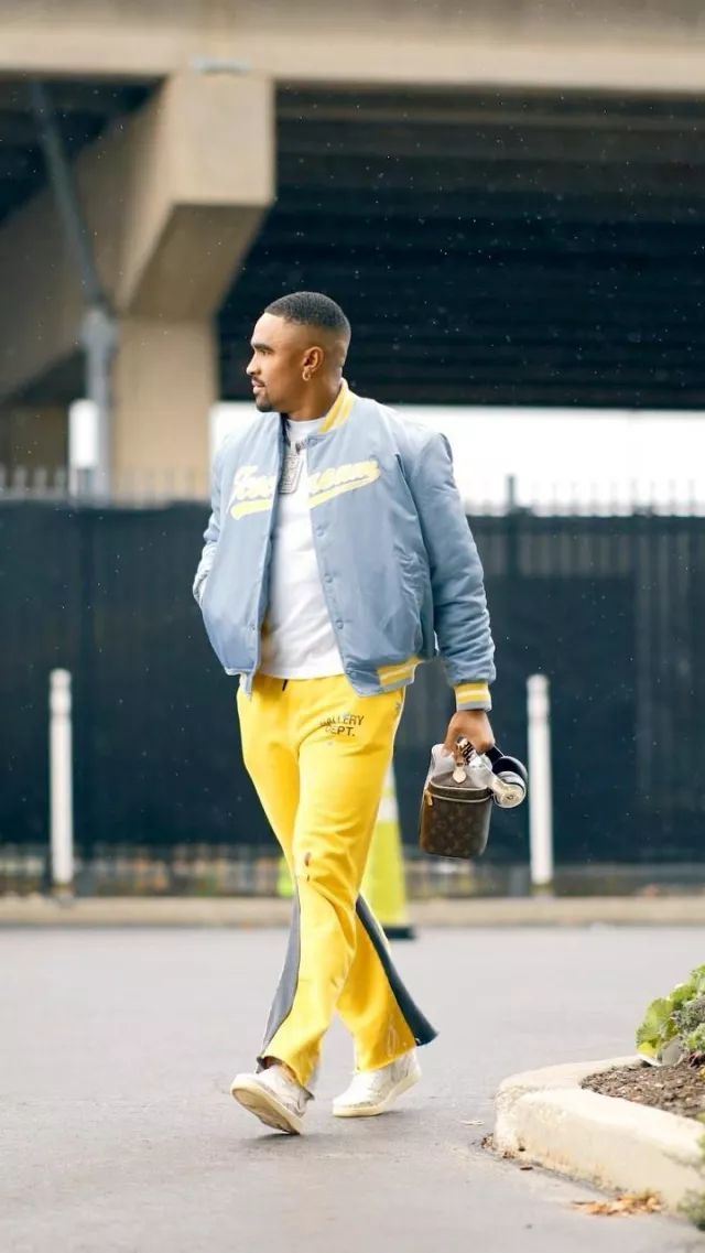 Louis Vuitton Brown Monogram 'Nice' Vanity Case worn by Jalen Hurts on the Instagram account @jalenhurts