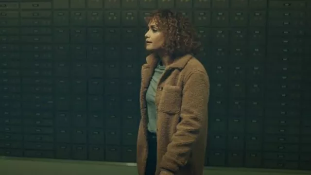 Old Navy Cozy Sherpa Shacket worn by Angela Washington (Tammy Townsend) as seen in Average Joe (S01E03)