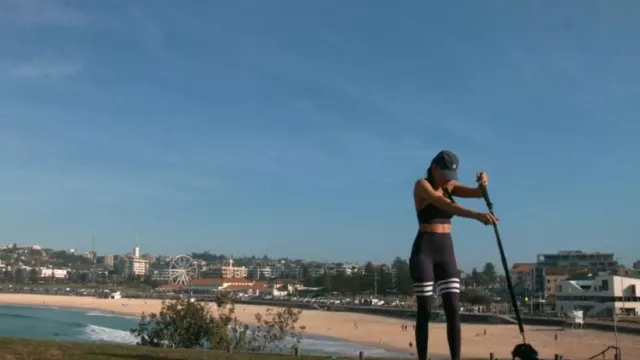 Bombshell Sportswear Striped Leggings worn by Krissy Marsh as seen in The Real Housewives of Sydney (S02E07)