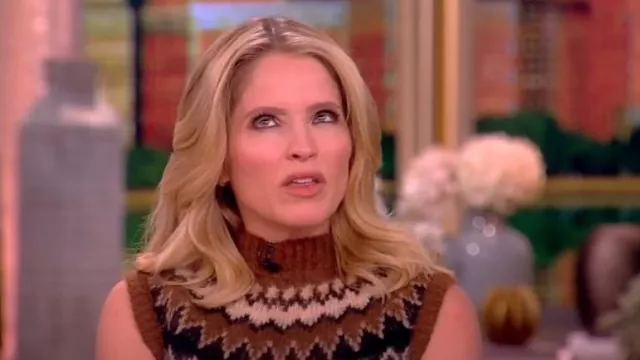 Ralph Lauren Fairisle Wool-Blend Sweater Vest worn by Sara Haines as seen in The View on November 28, 2023