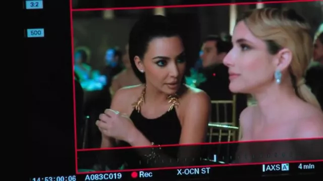 Schiaparelli Drapped Dove Dress worn by Kim Kardashian as seen in The Kardashians (S04E10)