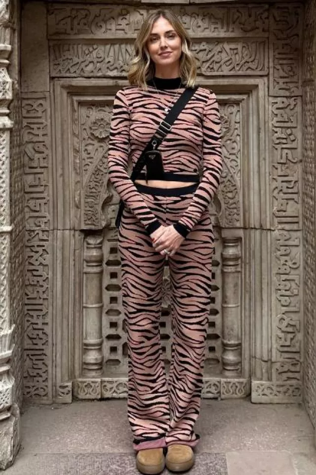 Chiara Ferragni Zebra Trousers worn by  Chiara Ferragni on her Instagram Story on November 27, 2023