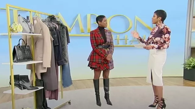 Roberto Cavalli Check-pattern Pleated Mini Skirt worn by Jenee Naylor as seen in Tamron Hall Show on November 29, 2023