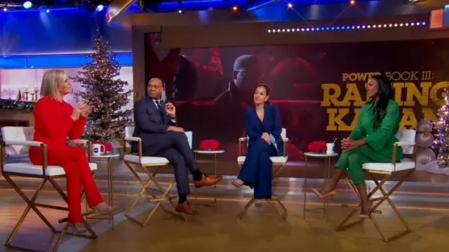 Pantalones de encaje plisado Akris usados por Patina Miller como se vio en Good Morning America el 30 de noviembre de 2023