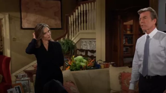 Elie Tahari Long Sleeve Silk Wrap Shirt in Stargazer worn by  Diane Jenkins  (Susan Walters) as seen in The Young and the Restless on  November 14, 2023
