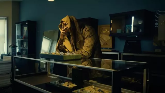Gucci Beige & Brown Jumbo-GG Fringed Scarf worn by Money Man in El Presidente with Albee Al (Official Video)
