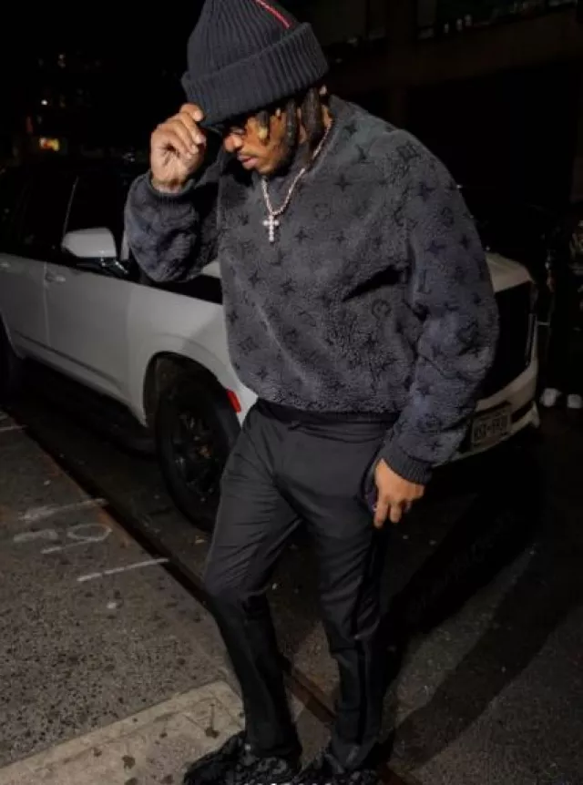 Prada Black Linea Rossa Ribbed Beanie worn by Future on the Instagram account @future