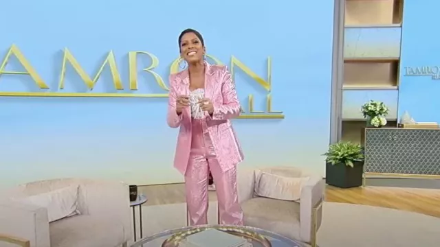 Rabanne Metallic Straight Pant in Pink worn by Tamron Hall as seen in Tamron Hall  Show on December 4, 2023