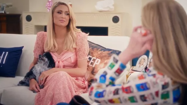 Loveshackfancy Hilma Embroidered Gown worn by Paris Hilton as seen in Paris in Love (S02E08)