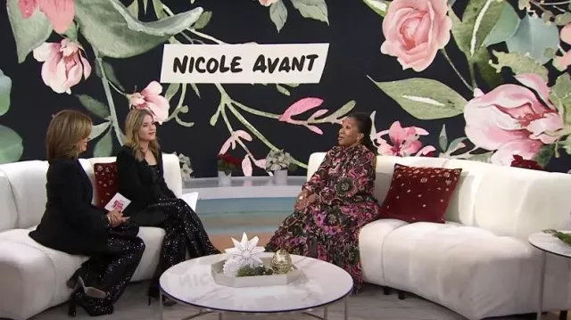 MISA Los Angeles Daphne Tie-Back Bow Floral Slit Maxi Dress worn by Nicole Avant as seen in  Today with Hoda & Jenna on  December 6, 2023