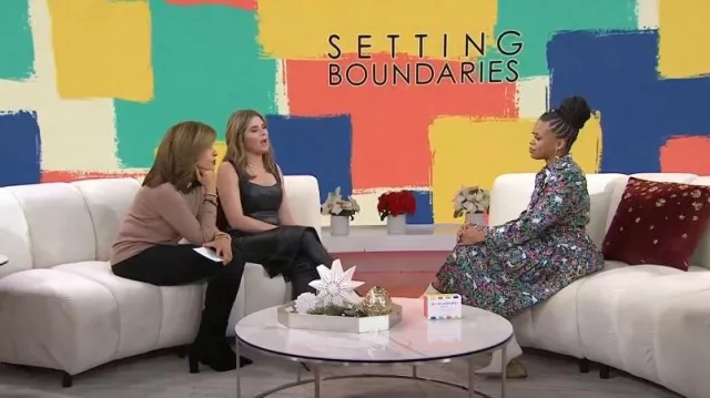 J. Crew Pleated Midi Dress in Grazing Goats Print worn by Nedra Glover Tawwab as seen in Today with Hoda & Jenna on December 8, 2023