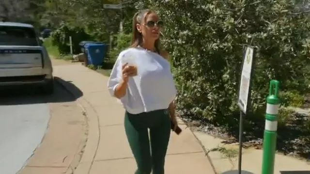 Carbon38 Short Sleeve Off Shoulder Sweatshirt in French Terry worn by Dorit Kemsley as seen in The Real Housewives of Beverly Hills (S13E07)