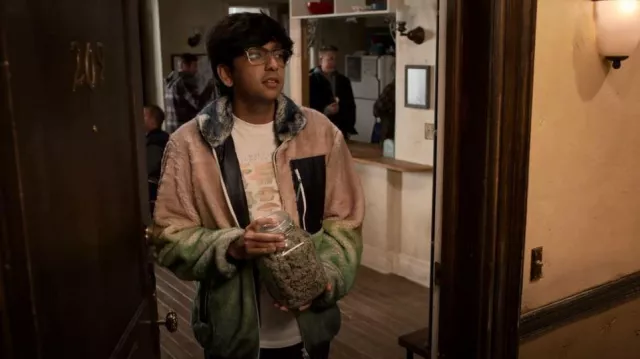 LC23 Faux Fur GradientJacket worn by Zahid (Nik Dodani) as seen in Atypical (S04E08)