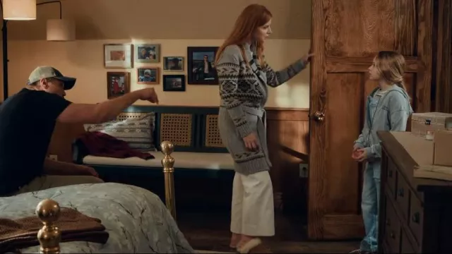 Brooks Brothers Alpaca-Merino Fair Isle Belted Cardigan worn by Dr. Katherine Walter (Sarah Rafferty) as seen in My Life with the Walter Boys (S01E07)