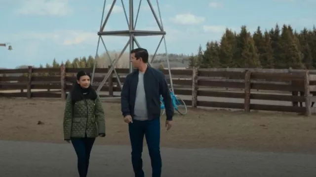 Kate Spade Quilted Jacket, Enchanted Green worn by Jackie Howard (Nikki Rodriguez) as seen in My Life with the Walter Boys (S01E05)