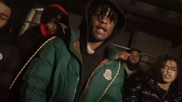 Moncler Dark Green 'Mariveles' Jacket worn by Benzo B in 2 DEEP by DD Osama & Benzo B (Official Video)