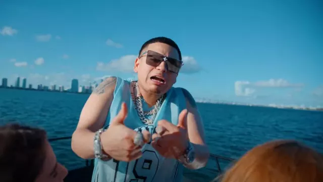 Louis Vuitton Cy­clone Met­al Sun­glass­es worn by Jesus Ortiz-paz in CUCU by Fuerza Regida (Official Video)
