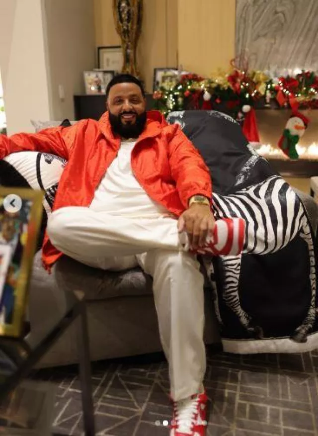 Louis Vuitton Red Reversible Windbreaker Jacket worn by DJ Khaled on the Instagram account @djkhaled