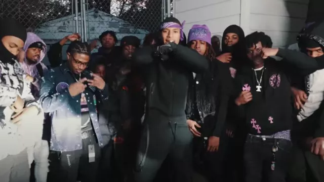 Nike Black Windrunner Zip Hoodie worn by NLE Choppa in Shotta Flow 7 “FINAL” (Official Music Video)