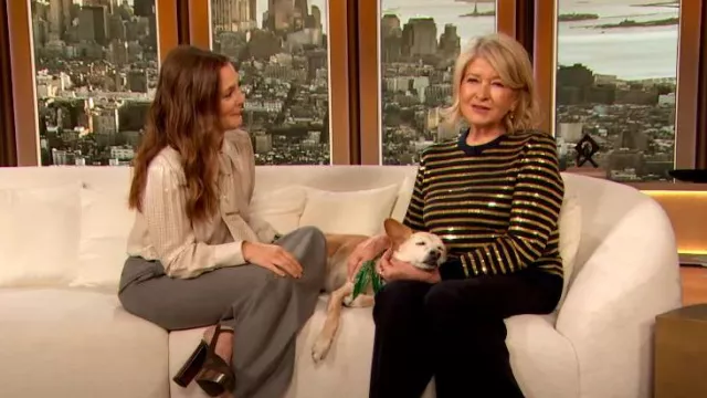 Michael Kors Cashmere Striped Sweater worn by Martha Stewart as seen in The Drew Barrymore Show on  December 8, 2023