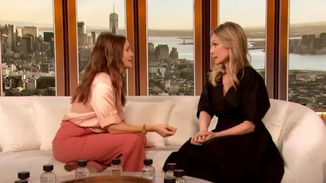 Vince Relaxed Band Collar Button-Up Shirt worn by Drew Barrymore as seen in The Drew Barrymore Show on  December 11, 2023