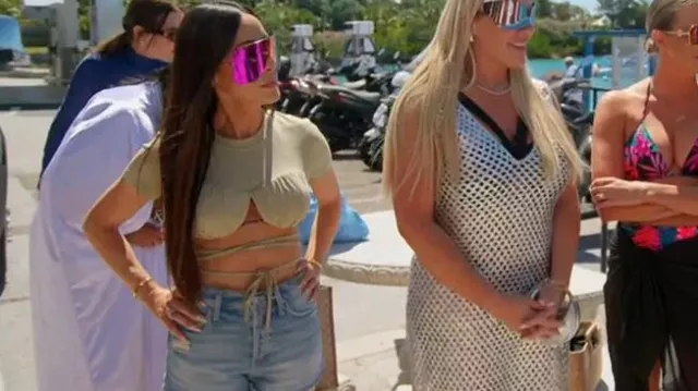 Jacquemus Khaki Le Papier 'Le T-Shirt Baci' T-Shirt worn by Angie Katsanevas as seen in The Real Housewives of Salt Lake City (S04E14)