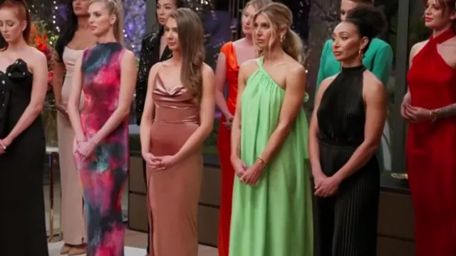 Bariano In Bloom Draped Cowl Neck Gown worn by Brea Marshall as seen in The Bachelor (S11E05)