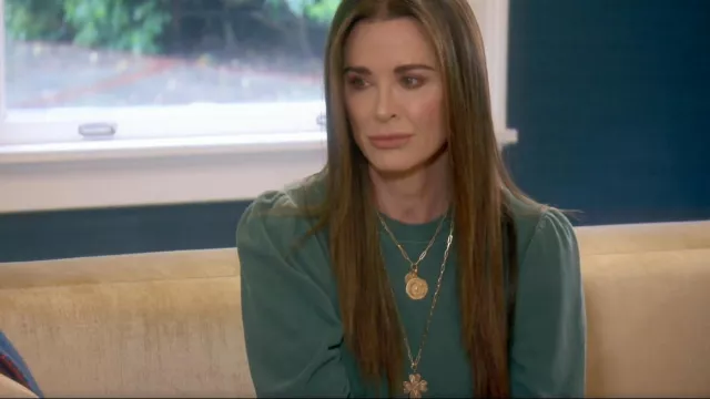 Foundrae Gold Customized Four Heart Glover Pendant Necklace worn by Kyle Richards as seen in The Real Housewives of Beverly Hills (S13E08)
