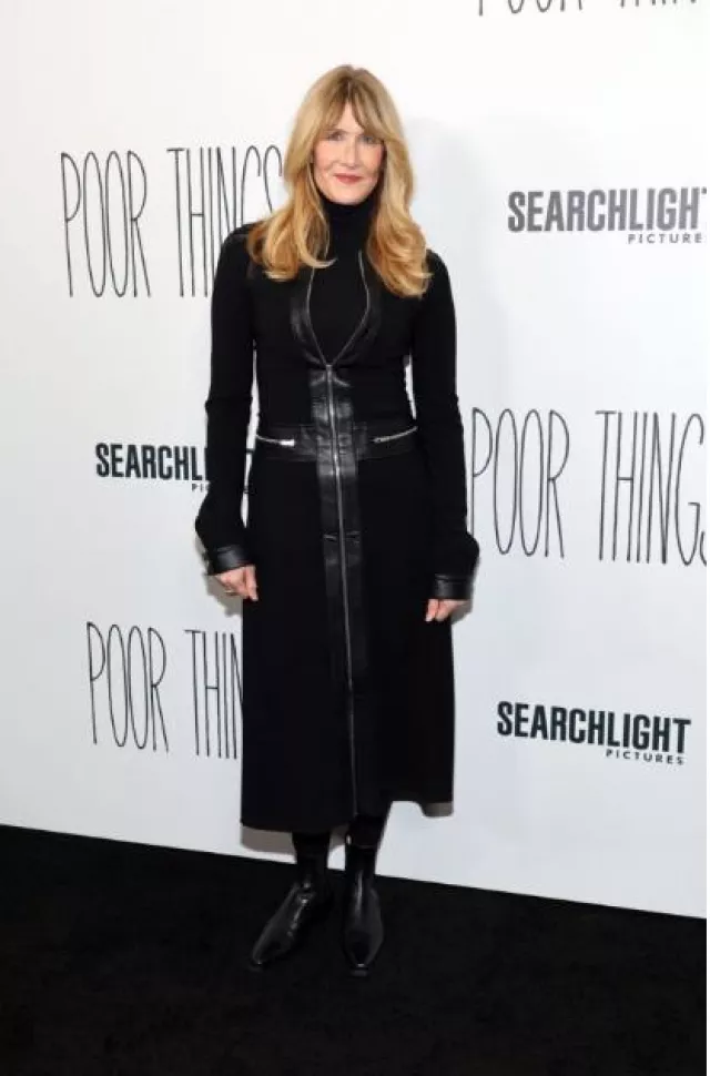 Proenza Schouler Joanne Dress in Matte Viscose Crepe worn by Laura Dern at Poor Things Premeire on December 6, 2023