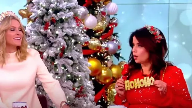 Ganni Sequined Recycled Mesh Maxi Dress worn by Ana Navarro as seen in The View on December 15, 2023