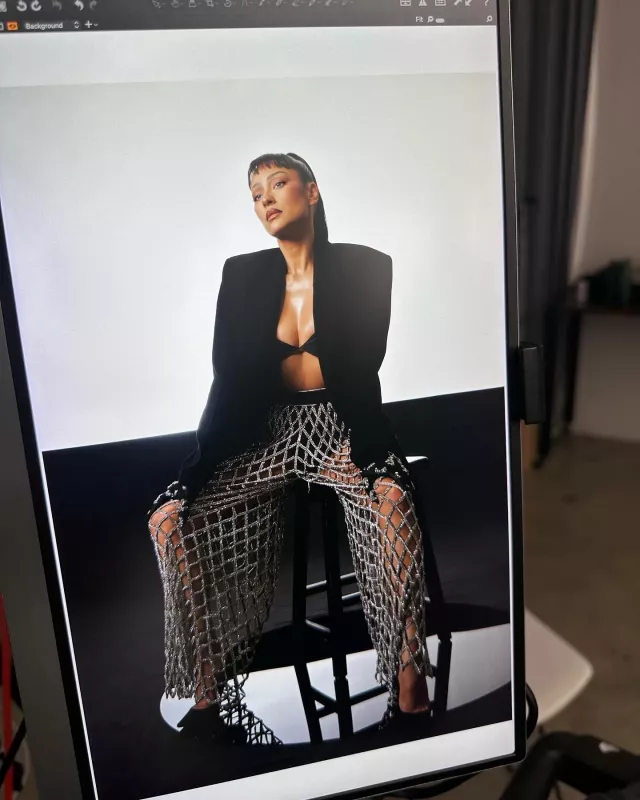 Retrofete Rylee Pant worn by Shay Mitchell at Byrdie on December 12, 2023