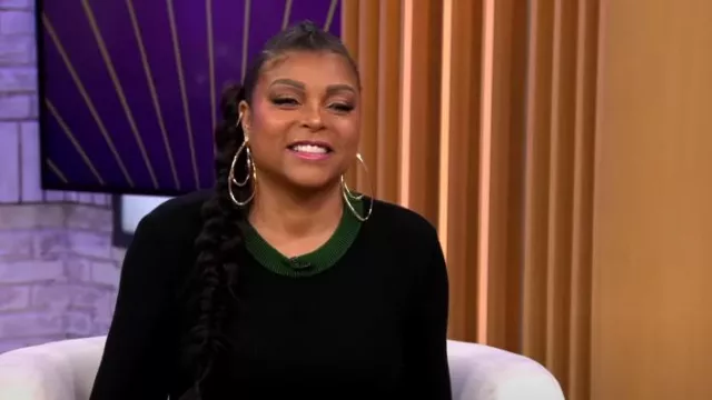 Robe à manches longues AZ Factory Keyhole-Back portée par Taraji P. Henson dans CBS Mornings le 13 décembre 2023