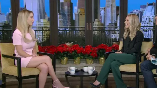 Versace Medusa 95 Short-Sleeved Mini Dress worn by Sydney Sweeney as seen in LIVE with Kelly and Mark on December 12, 2023