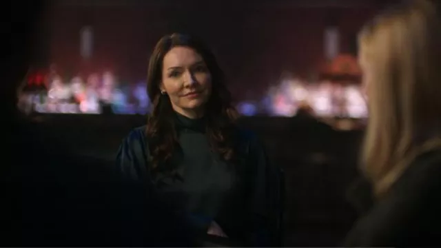 Sablyn Mock Neck Silk top worn by Clare Shaw (Katrina Lenk) as seen in Ozark (S04E02)