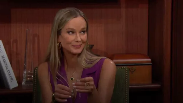 Black Halo Danica Jumpsuit in Purple worn by  Donna Logan (Jennifer Gareis) as seen in The Bold and the Beautiful on November 27, 2023