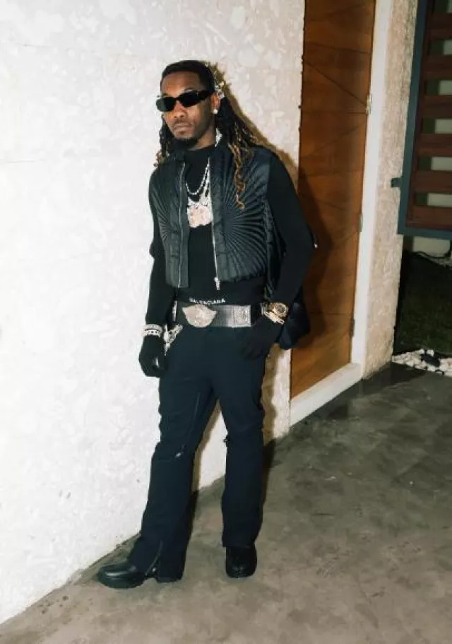 Balenciaga Black Gloved Mock Sweater worn by Offset on the Instagram account @offsetyrn