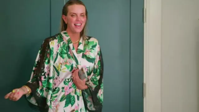 Victorias Secret Kimono Robe Tropical Lace Insert worn by Whitney Rose as seen in The Real Housewives of Salt Lake City (S04E15)