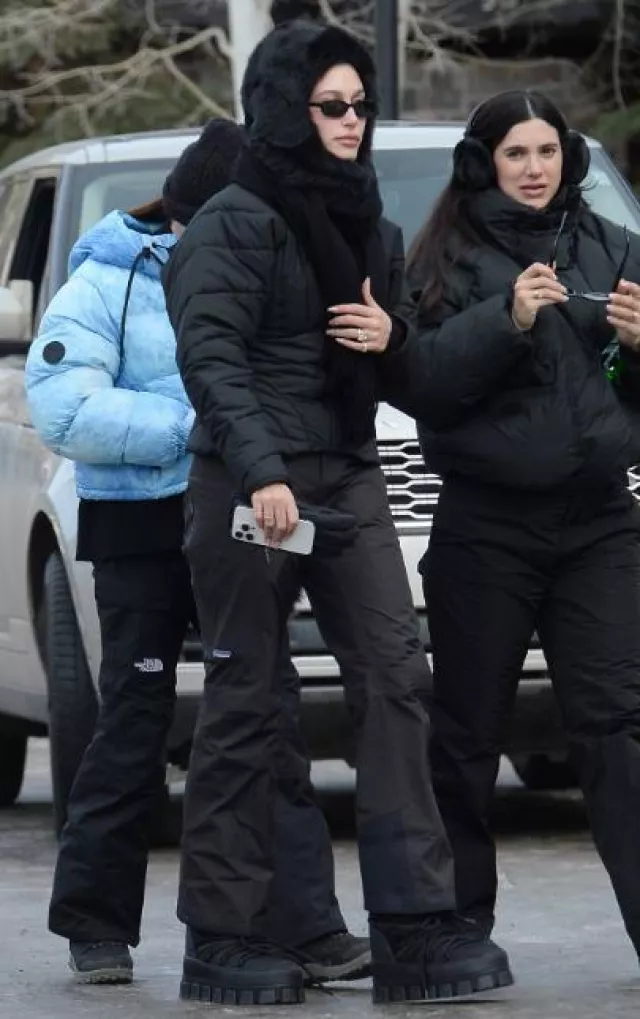 Prada Recycled Nylon Snow Boot worn by Hailey Bieber in Aspen on December 18, 2023