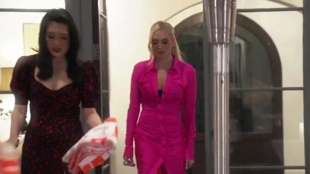 Richard Quinn Ruched Stretch Jersey Midi Shirt Dress worn by Erika Girardi as seen in The Real Housewives of Beverly Hills (S13E09)