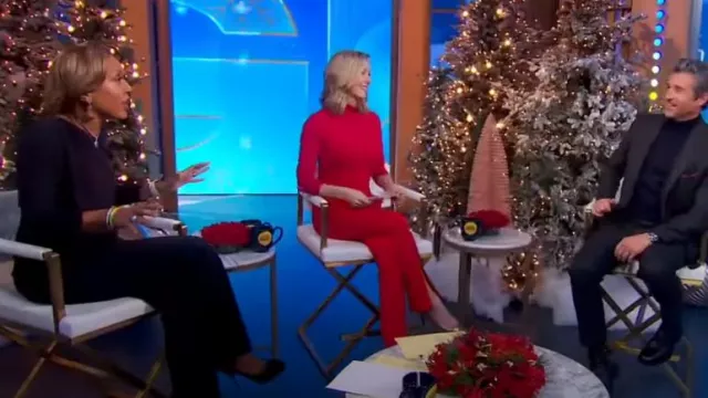 A.L.C. Conway Front Slit Pants worn by Lara Spencer as seen in Good Morning America Weekend on December 18, 2023