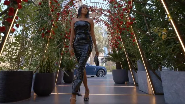 Rick Owens Busti­er Gown worn by Farhana Bodi as seen in Dubai Bling (S02E03)
